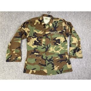 U.S. Navy BDU Uniform Jacket Size Medium Long Woodland Camo Rip-Stop USGI